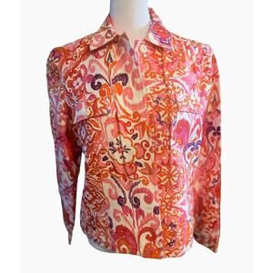 Coldwater Creek Floral Button‎ Up Cotton Jacket Size 8